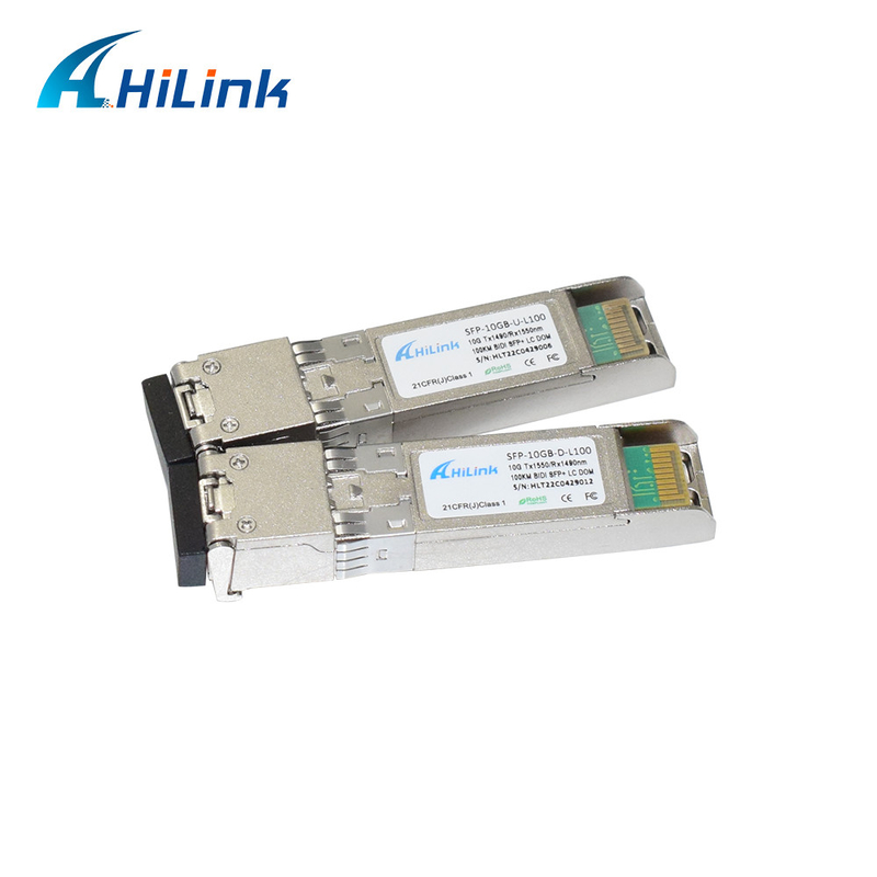 10Gb/s 100KM 비디 SFP+ 송수신기 1490/1550nm 단일 모듈 LC 연결기 DOM