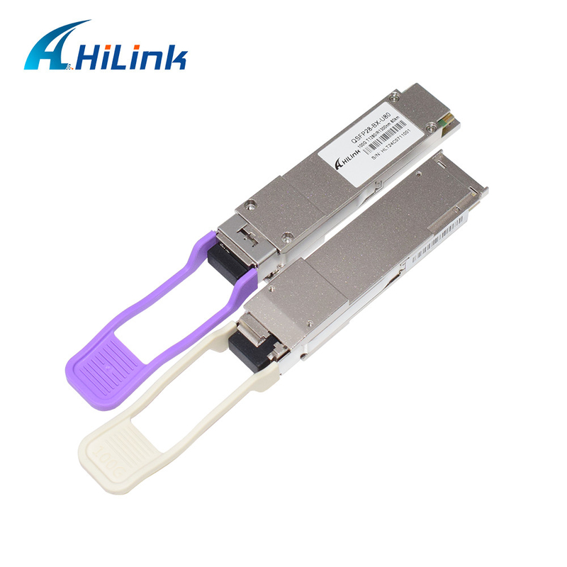 QSFP28 BIDI 1280nm/1300nm 80KM 심플렉스 LC 광 수신기 장거리 단일 모드 DDM