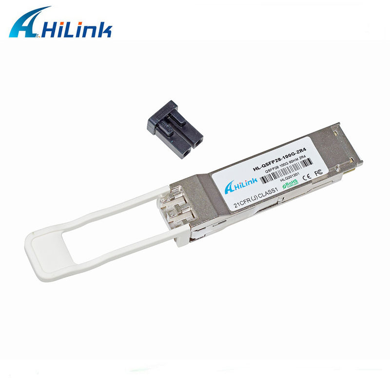 힐링크 100G QSFP28 ZR4 80KM LWDM 1295-1304NM SOA+PIN 듀플렉스 커넥터 LC 트랜시버 모듈