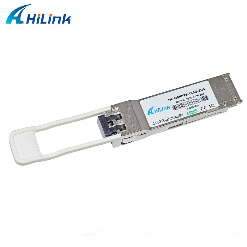 힐링크 100G QSFP28 ZR4 80KM LWDM 1295-1304NM SOA+PIN 듀플렉스 커넥터 LC 트랜시버 모듈