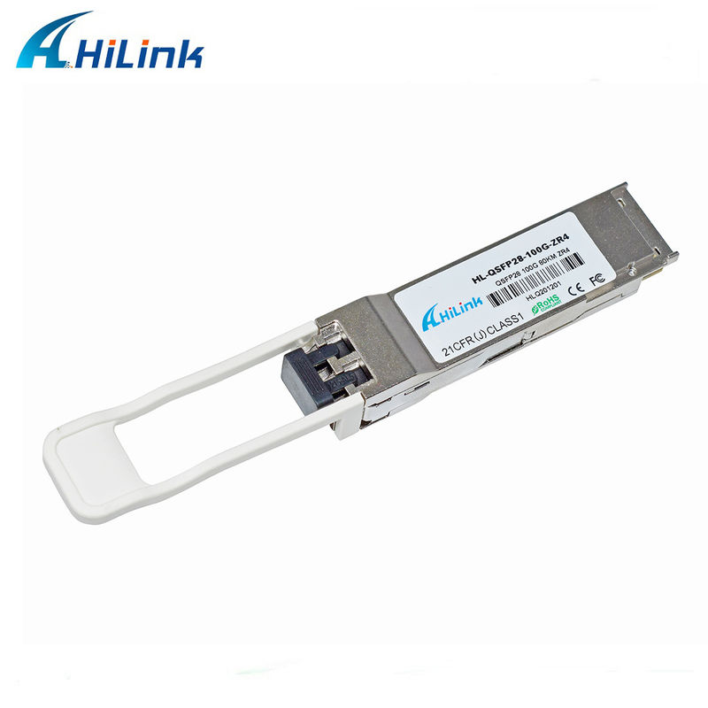 힐링크 100G QSFP28 ZR4 80KM LWDM 1295-1304NM SOA+PIN 듀플렉스 커넥터 LC 트랜시버 모듈