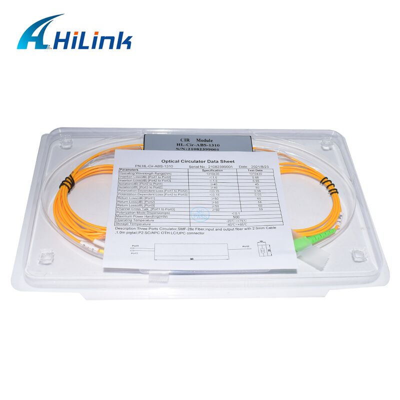 HL-Cir-1310 3포트 광순환기 포트1&포트3-LC/UPC 포트2-SC/APC 1310nm/1550nm/1610nm 데이터센터용 ABS 박스
