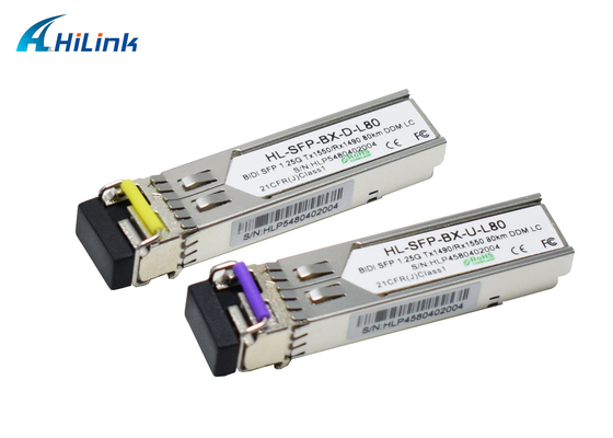 1000BASE 1.25G 이더넷 기가비트 BIDI SFP+ 송수신기 모듈 TX1490 / RX1550nm 80KM